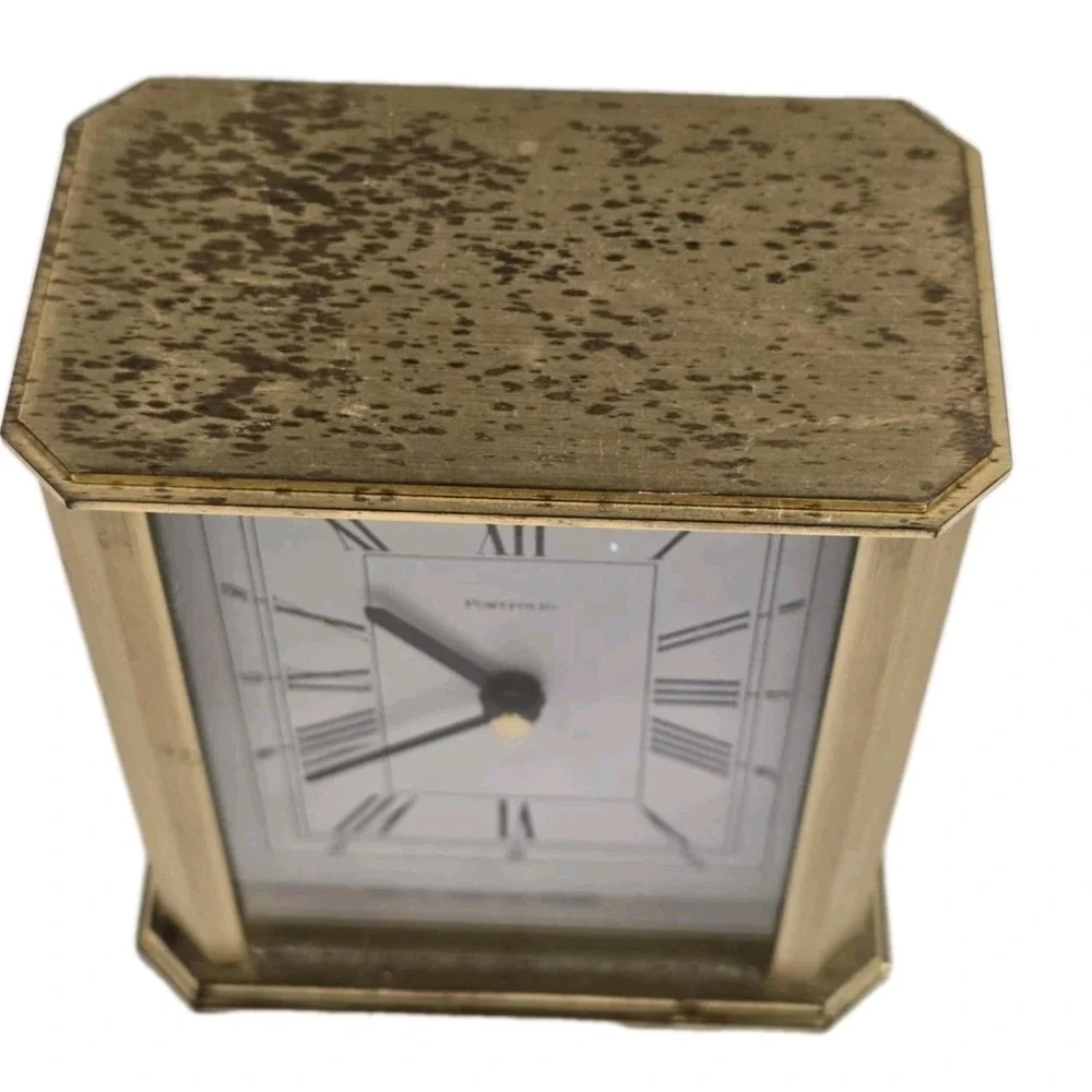 Tiffany & Co‎ Solid Brass Quartz Desk Clock Quartz Movement